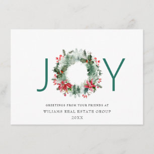 Cartes Pour Fêtes Annuelles JOY Couronne festive de houx à baies Noël