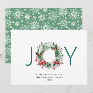 Cartes Pour Fêtes Annuelles JOY Couronne festive de houx à baies Noël