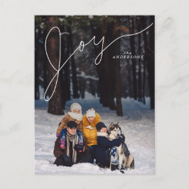 Cartes Pour Fêtes Annuelles Joy Elegant Script avec photo de famille