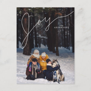 Cartes Pour Fêtes Annuelles Joy Elegant Script avec photo de famille