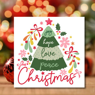 Cartes Pour Fêtes Annuelles Joy espérance amour paix Noël rétro