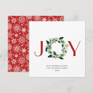 Cartes Pour Fêtes Annuelles JOY Festive Holly Berry Wreath voeux de Noël