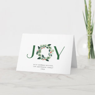 Cartes Pour Fêtes Annuelles JOY Festive Holly Berry Wreath voeux de Noël