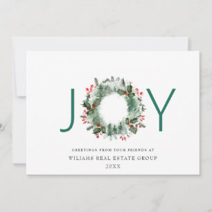 Cartes Pour Fêtes Annuelles JOY Festive Holly Berry Wreath voeux de Noël