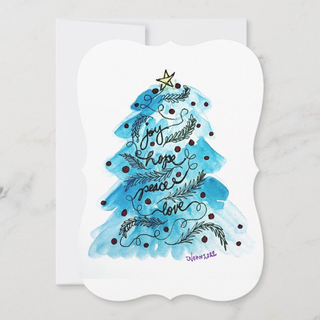 Cartes Pour Fêtes Annuelles Joy Hope Peace Love Tree (Devant)