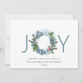 Cartes Pour Fêtes Annuelles Joy Landscape Wreath Noël Forest Grey