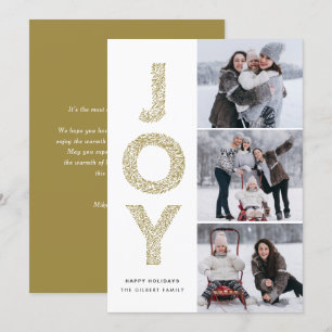 Cartes Pour Fêtes Annuelles JOY Letting Gold Christmas Photo Collage