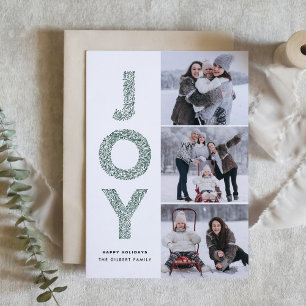 Cartes Pour Fêtes Annuelles JOY Letting Green Christmas Photo Collage