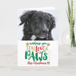 Cartes Pour Fêtes Annuelles Joy Love Paws Chien de Noël Photo