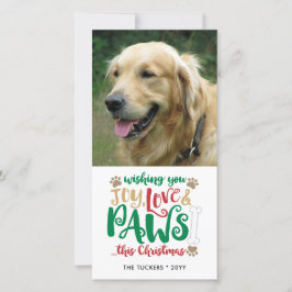 Cartes Pour Fêtes Annuelles Joy Love Paws Chien de Noël Photo