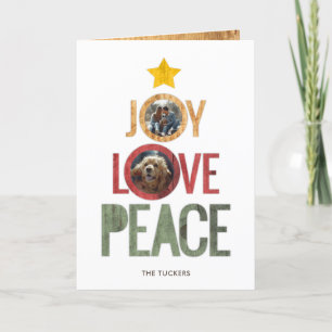 Cartes Pour Fêtes Annuelles Joy Love Peace Rustic Photo Christmas Tree Holiday