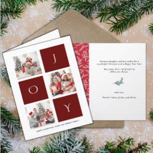 Cartes Pour Fêtes Annuelles Joy Minimalist   Christmas Three Photo Collage