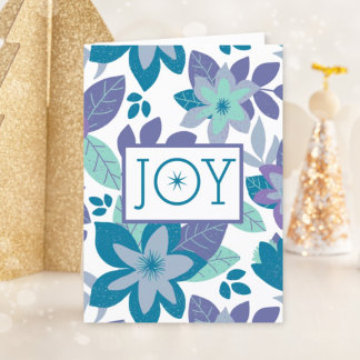 Cartes Pour Fêtes Annuelles Joy Modern Botanical Floral Christmas