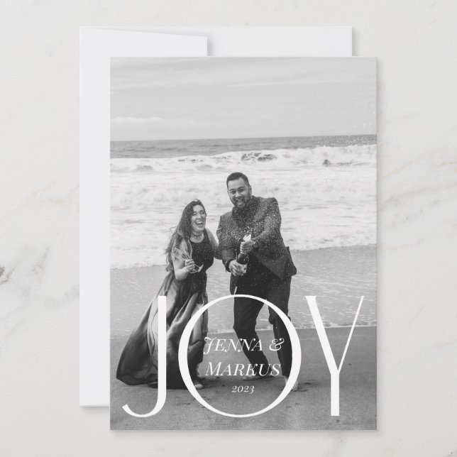 Cartes Pour Fêtes Annuelles Joy Modern Christmas Photo Design minimal (Devant)