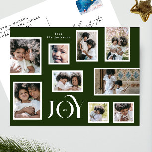 Cartes Pour Fêtes Annuelles JOY Noël Collage de photos Vert classique