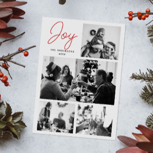 Cartes Pour Fêtes Annuelles Joy Noël Salutation de famille multi-photo moder