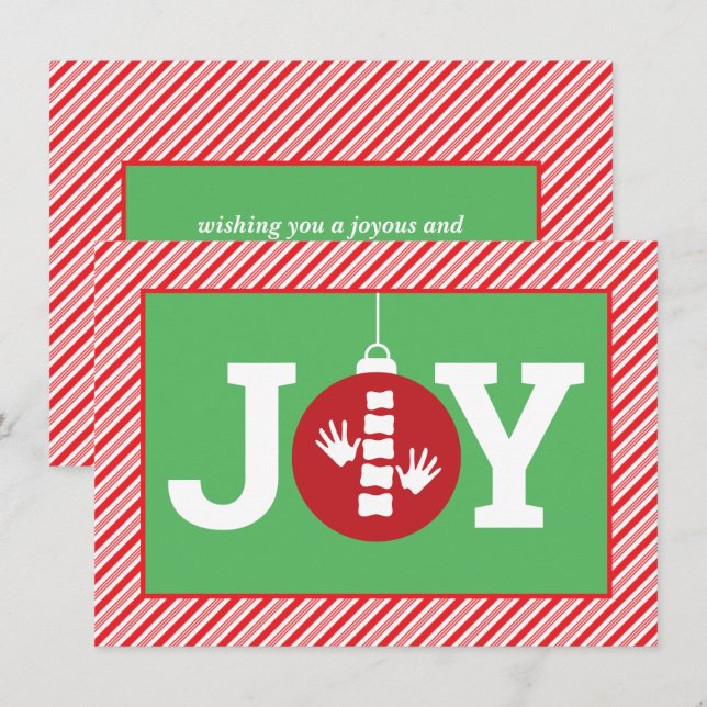 Cartes Pour Fêtes Annuelles JOY Ornament Stripes Chiropratique Appartement de  (Devant / Derrière)