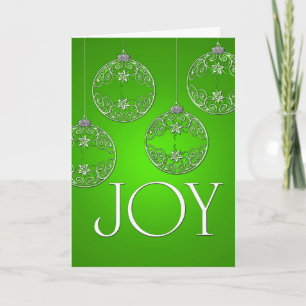 Cartes Pour Fêtes Annuelles Joy Ornaments sur vert émeraude élégant
