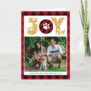 Cartes Pour Fêtes Annuelles JOY Paws   Amateurs d'animaux domestiques Red Buff
