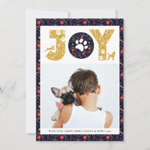 Cartes Pour Fêtes Annuelles JOY Paws Gold   Amateurs d'animaux de compagnie Pi