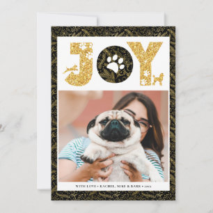 Cartes Pour Fêtes Annuelles JOY Paws Gold   Amateurs d'animaux de compagnie Pi