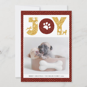 Cartes Pour Fêtes Annuelles JOY Paws Gold   Amateurs d'animaux de compagnie Re