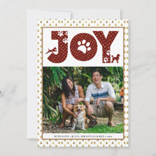 Cartes Pour Fêtes Annuelles JOY Paws Gold   Amateurs d'animaux de compagnie Re