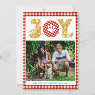 Cartes Pour Fêtes Annuelles JOY Paws Gold   Amateurs d'animaux domestiques Red