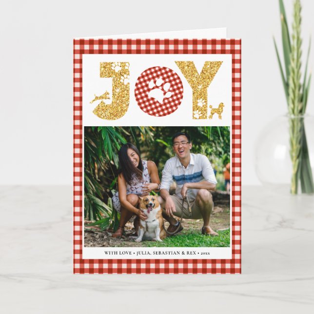 Cartes Pour Fêtes Annuelles JOY Paws Gold | Amateurs d'animaux domestiques Red (Devant)