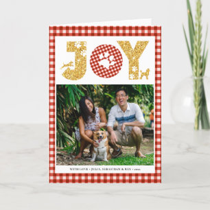 Cartes Pour Fêtes Annuelles JOY Paws Gold   Amateurs d'animaux domestiques Red