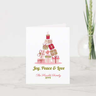 Cartes Pour Fêtes Annuelles Joy Peace and Love Christmas Tree Card