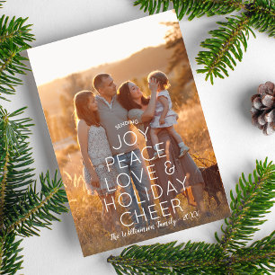 Cartes Pour Fêtes Annuelles Joy Peace Love Holiday Cheer Modern Photo