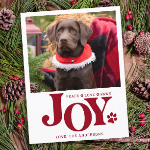 Cartes Pour Fêtes Annuelles JOY Personnalisé Animaux de compagnie Photo Emprei