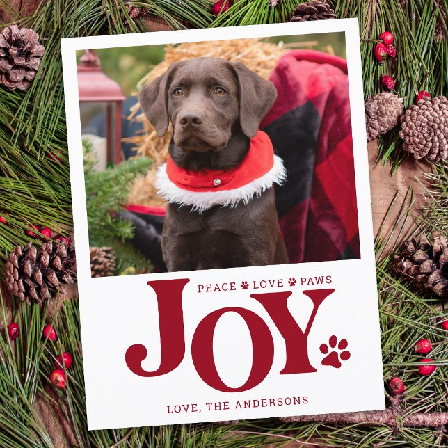 Cartes Pour Fêtes Annuelles JOY Personnalisé Animaux de compagnie Photo Emprei (Créateur téléchargé)