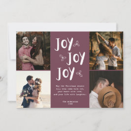 Cartes Pour Fêtes Annuelles Joy photo nouvellement mariée Collage Red Holly No