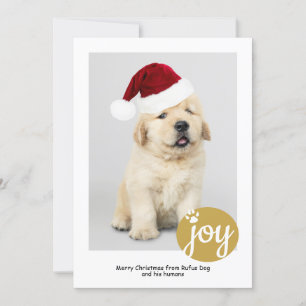 Cartes Pour Fêtes Annuelles Joy Photo Personnalisée Empreinte de patte de chie