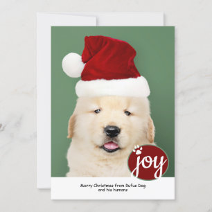 Cartes Pour Fêtes Annuelles Joy Photo Personnalisée Empreinte de patte de chie