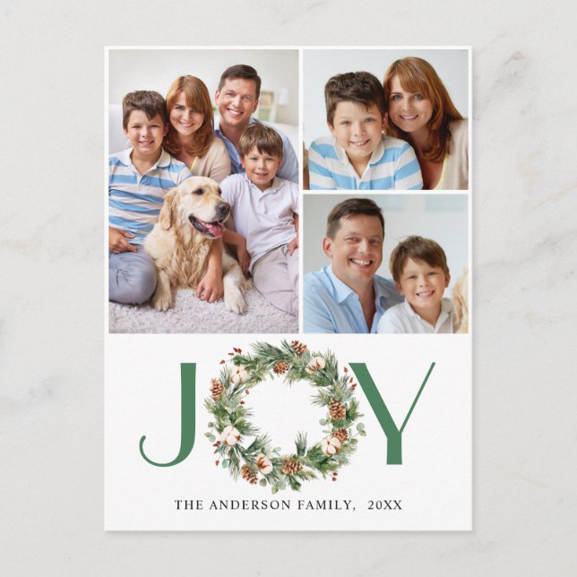 Cartes Pour Fêtes Annuelles JOY Pine Cones Fir Wreath Christmas 3 PHOTO (Devant)