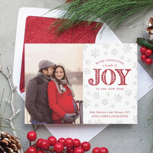 Cartes Pour Fêtes Annuelles Joy Pregnancy Noël (expecting joy pregnancy announcement Christmas card)