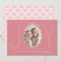 JOY Simple Bow Wavy Photo Noël