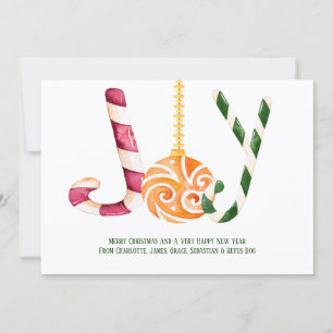 Cartes Pour Fêtes Annuelles Joy Sucre de canne Photo de Noël personnalisé