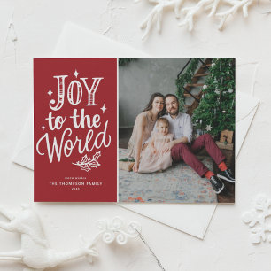Cartes Pour Fêtes Annuelles Joy To The World Christmas Carol Red Photo