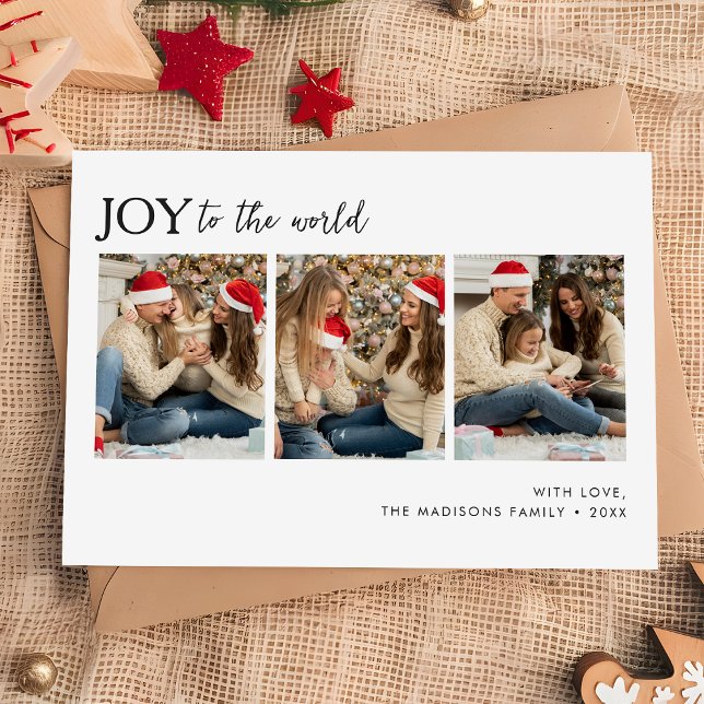Cartes Pour Fêtes Annuelles Joy to the World Family Photo Noël (Créateur téléchargé)