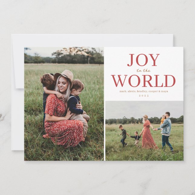 Cartes Pour Fêtes Annuelles Joy to the World Holiday Photo Collage (Devant)