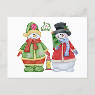 Cartes Pour Fêtes Annuelles Joy to the World - Jote Christmas Snowmen