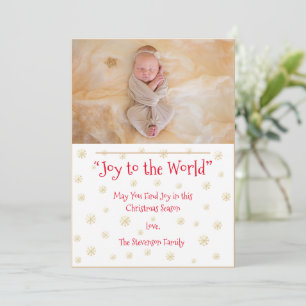 Cartes Pour Fêtes Annuelles Joy to the World Photo Snowflakes Christmas Card