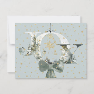 Cartes Pour Fêtes Annuelles Joy Winter Woodland Forest Letting Gold Snow