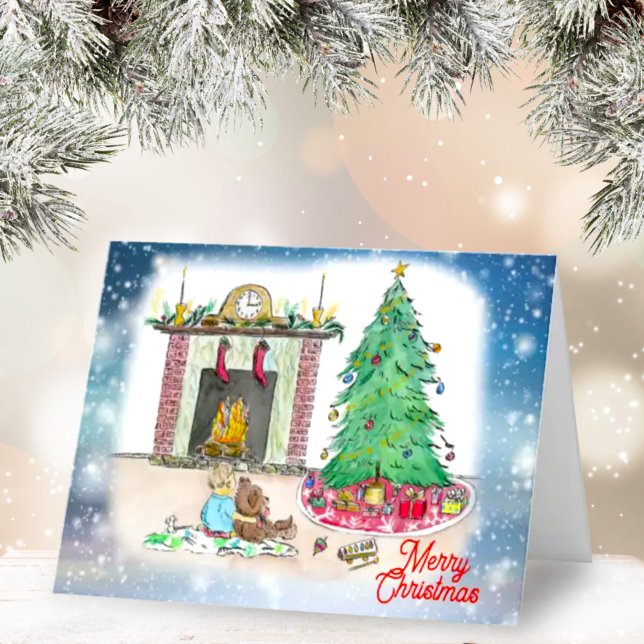 Cartes Pour Fêtes Annuelles Joyaux D'Aquarelle De Noël Matin (Créateur téléchargé)