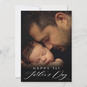 Cartes Pour Fêtes Annuelles Joyeuse 1ère Fête des pères Élégante photo de scri