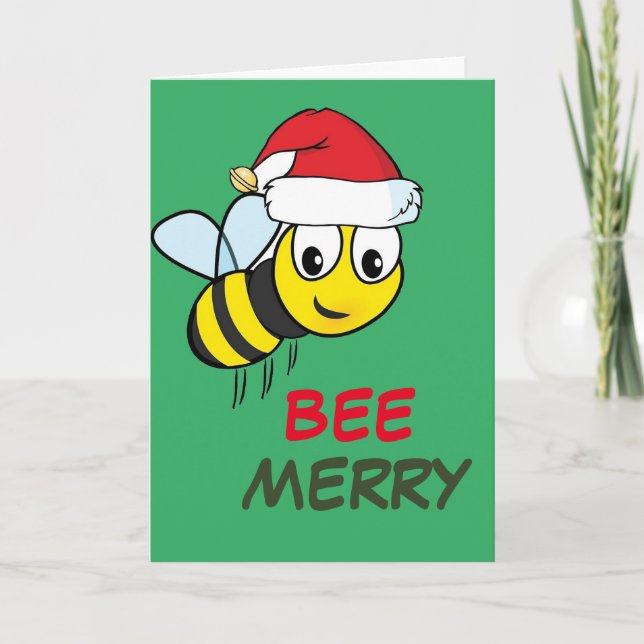 Cartes Pour Fêtes Annuelles Joyeuse abeille de Noël (Devant)